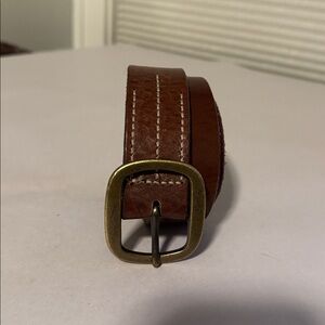 Old Navy Vintage Brown Leather Belt Mens M brass buckle Western Basic Simple